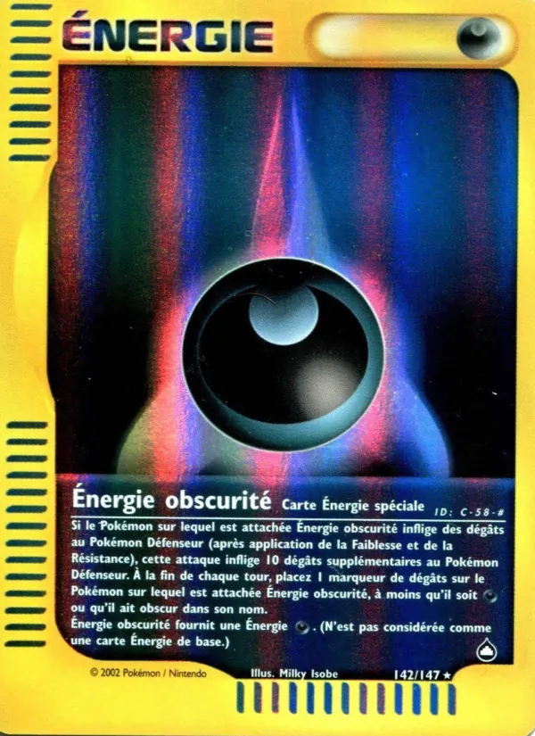 Carte Pokémon Énergie obscurité 142/147 de l'extension Aquapolis