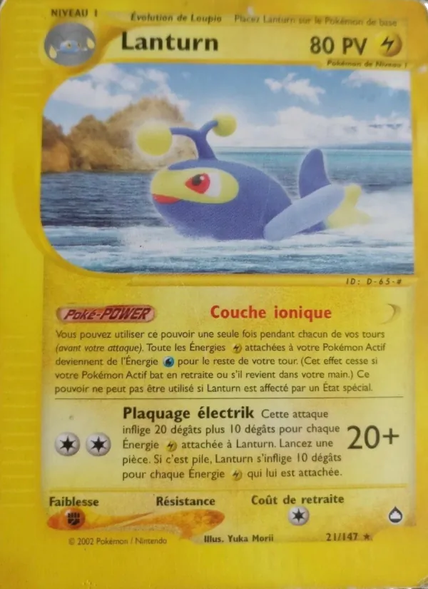 Carte Pokémon Lanturn 21/147 de l'extension Aquapolis
