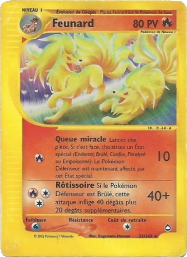Carte Pokémon Feunard 25/147 de l'extension Aquapolis