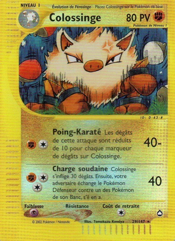 Carte Pokémon Colossinge 29/147 de l'extension Aquapolis