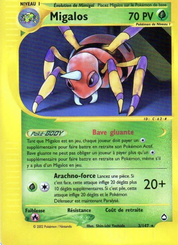 Carte Pokémon Migalos 3/147 de l'extension Aquapolis