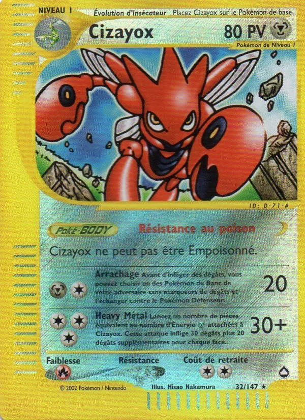 Carte Pokémon Cizayox 32/147 de l'extension Aquapolis