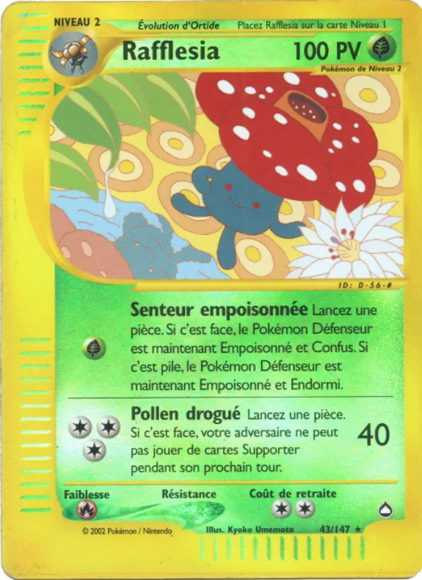 Carte Pokémon Rafflesia 43/147 de l'extension Aquapolis