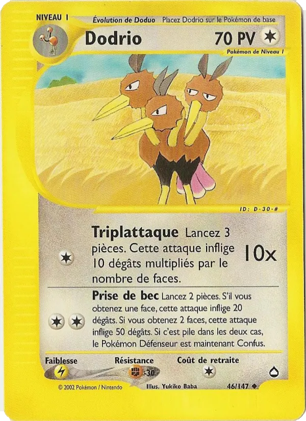 Carte Pokémon Dodrio 46/147 de l'extension Aquapolis