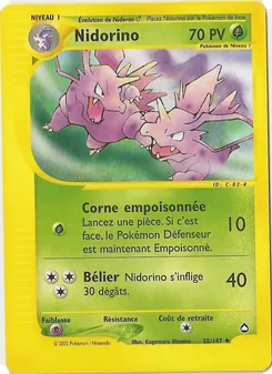 Carte Pokémon Nidorino 55 — Aquapolis