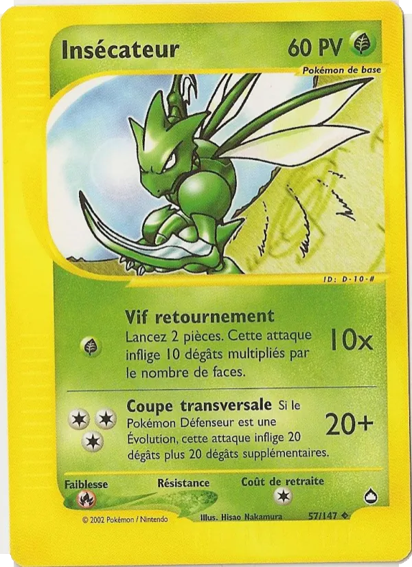 Carte Pokémon Insécateur 57/147 de l'extension Aquapolis