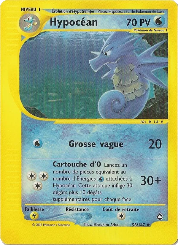 Carte Pokémon Hypocéan 58/147 de l'extension Aquapolis