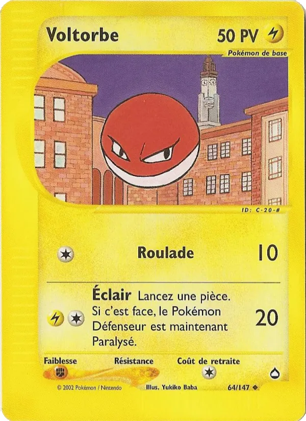 Carte Pokémon Voltorbe 64/147 de l'extension Aquapolis
