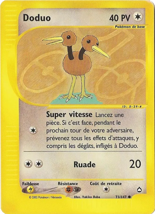 Carte Pokémon Doduo 73/147 de l'extension Aquapolis