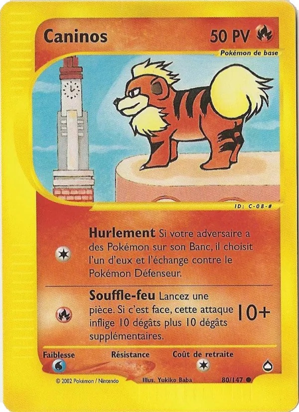 Carte Pokémon Caninos 80/147 de l'extension Aquapolis