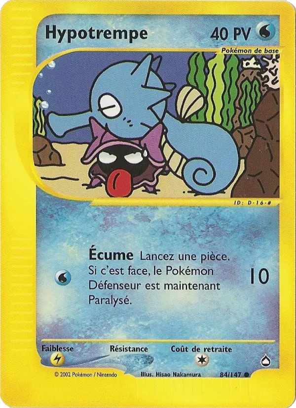 Carte Pokémon Hypotrempe 84/147 de l'extension Aquapolis