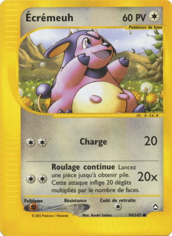 Carte Pokémon Écrémeuh 94/147 de l'extension Aquapolis