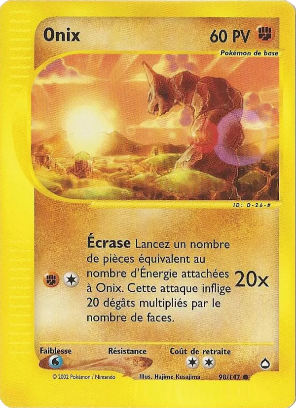 Carte Pokémon Onix 98/147 de l'extension Aquapolis
