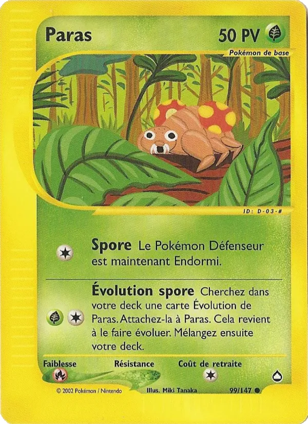 Carte Pokémon Paras 99/147 de l'extension Aquapolis