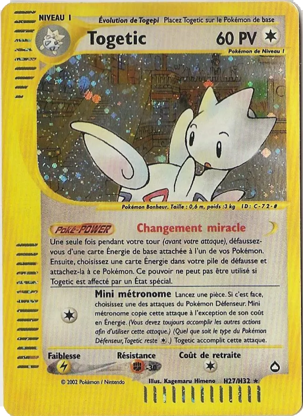 Carte Pokémon Togetic H27/147 de l'extension Aquapolis