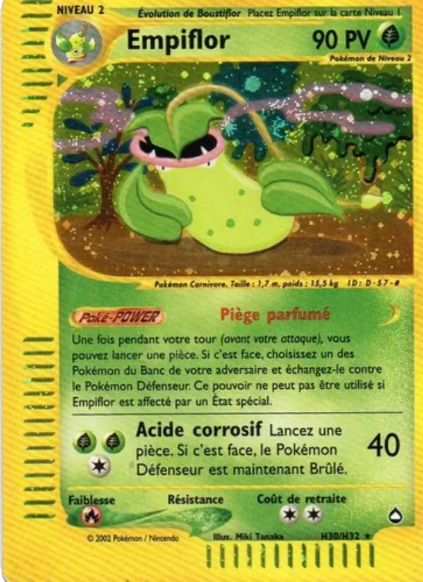 Carte Pokémon Empiflor H30/147 de l'extension Aquapolis