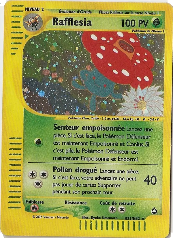 Carte Pokémon Rafflesia H31/147 de l'extension Aquapolis