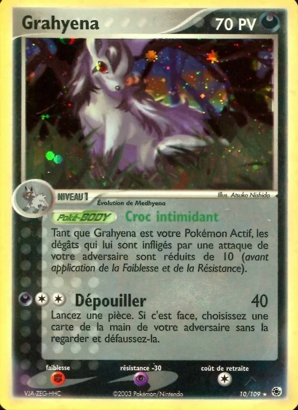 Carte Pokémon Grahyena 10/109 de l'extension EX Rubis & Saphir