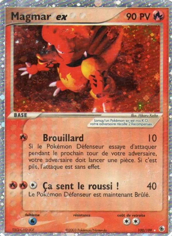 Carte Pokémon Magmar ex 100/109 de l'extension EX Rubis & Saphir