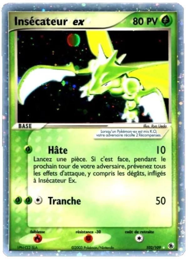 Carte Pokémon Insécateur ex 102/109 de l'extension EX Rubis & Saphir