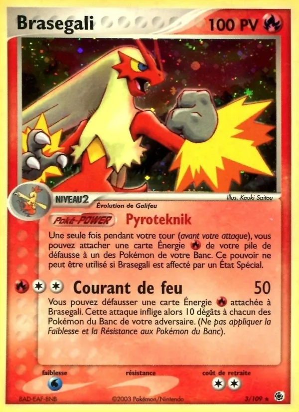 Carte Pokémon Brasegali 3/109 de l'extension EX Rubis & Saphir