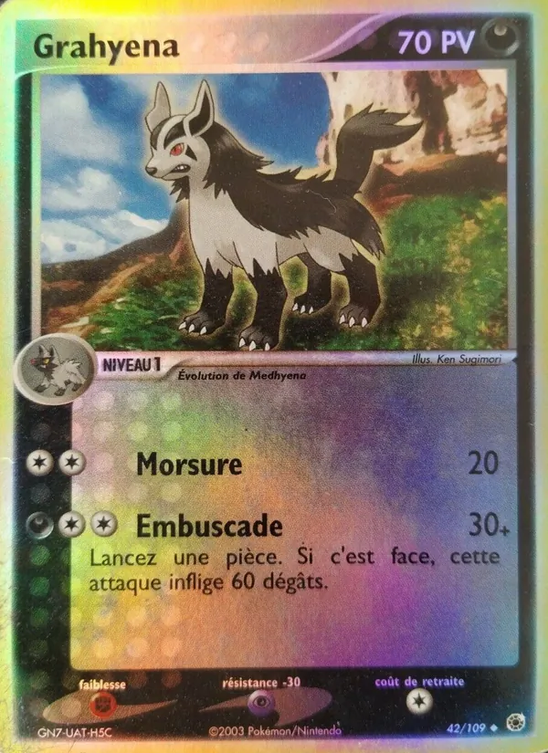 Carte Pokémon Grahyena 42/109 de l'extension EX Rubis & Saphir