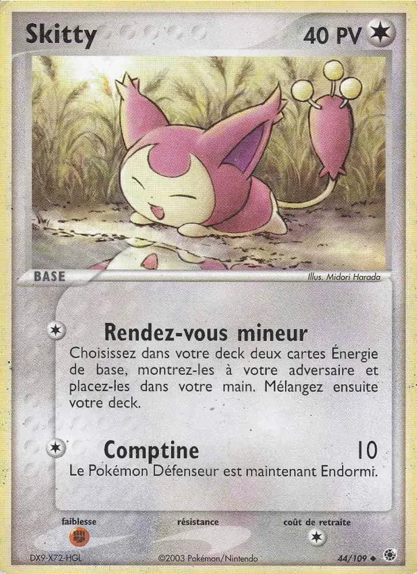 Carte Pokémon Skitty 44/109 de l'extension EX Rubis & Saphir