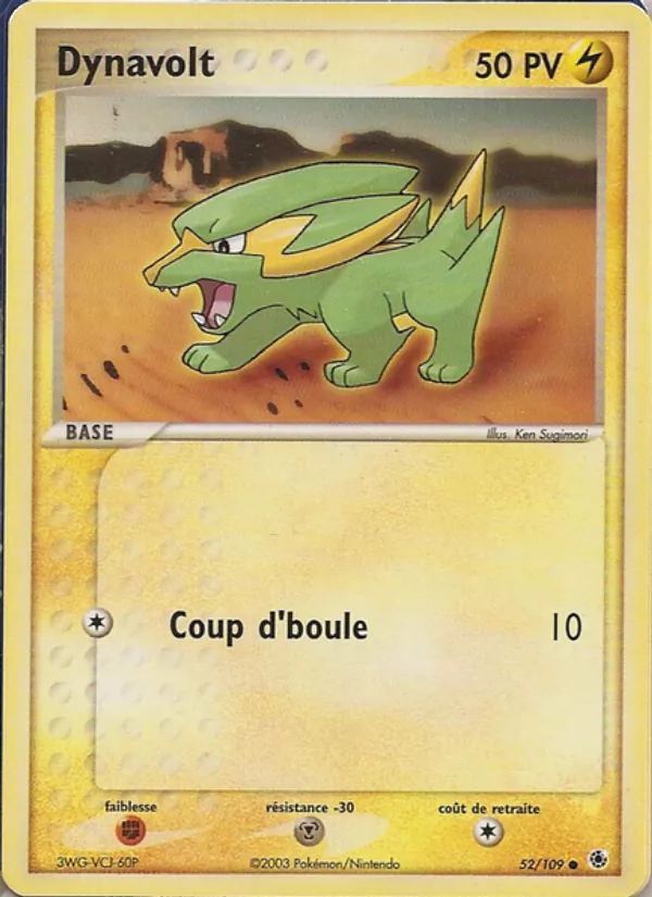 Carte Pokémon Dynavolt 52/109 de l'extension EX Rubis & Saphir