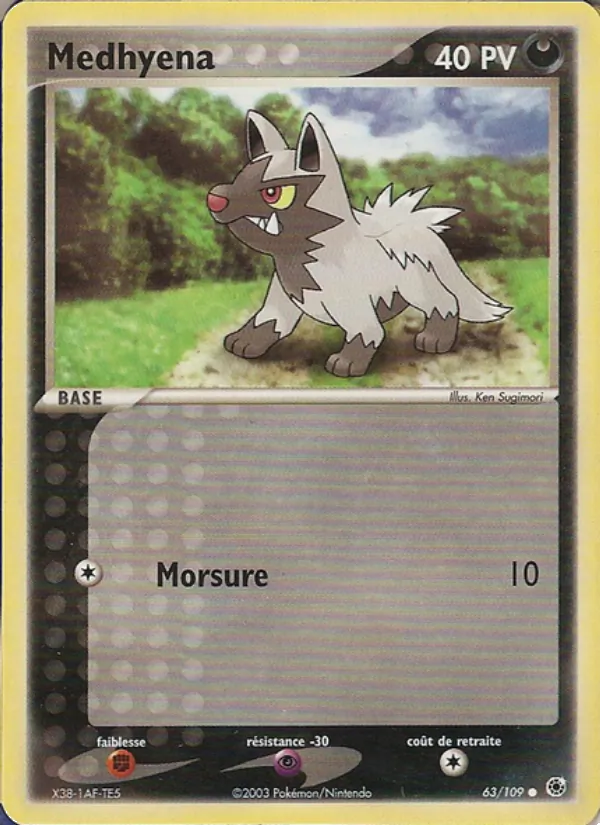 Carte Pokémon Medhyena 63/109 de l'extension EX Rubis & Saphir