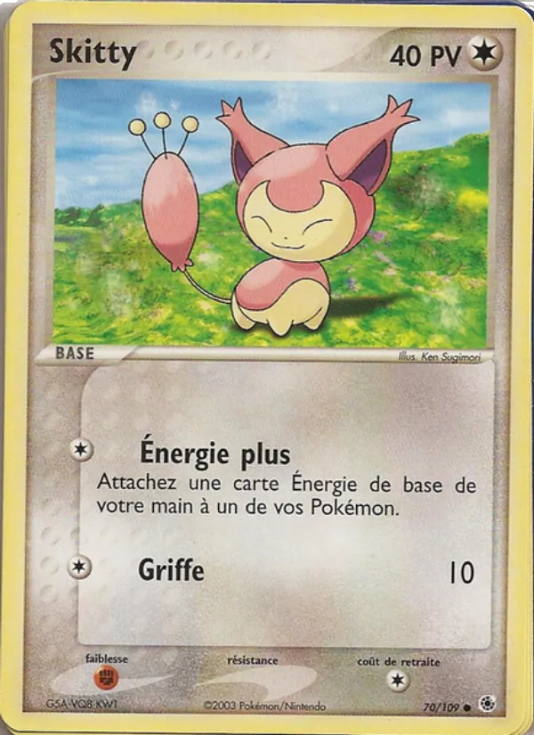 Carte Pokémon Skitty 70/109 de l'extension EX Rubis & Saphir