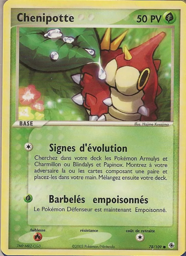 Carte Pokémon Chenipotte 78/109 de l'extension EX Rubis & Saphir