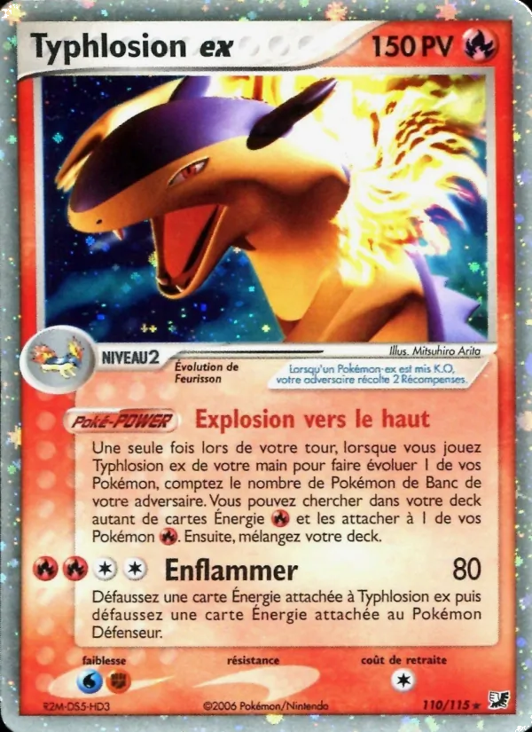 Carte Pokémon Typhlosion ex 110/115 de l'extension EX Forces Cachées