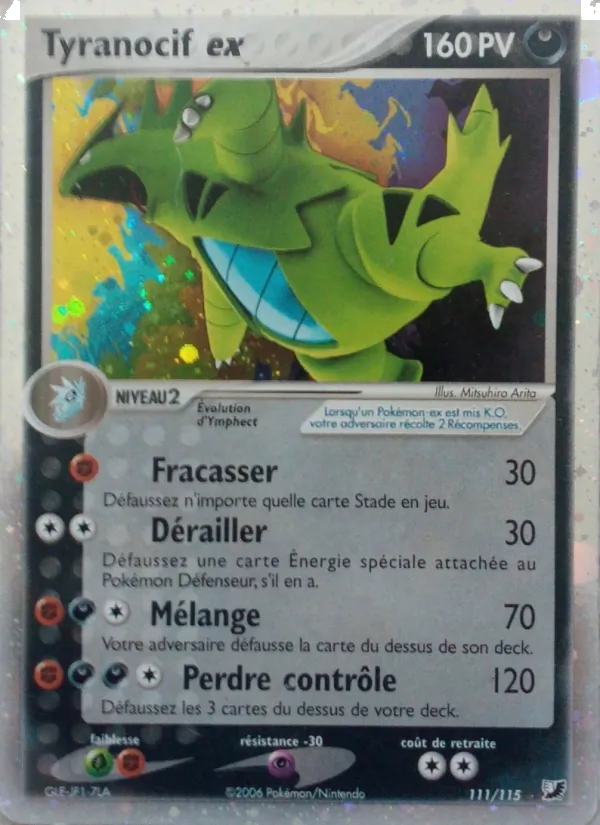 Carte Pokémon Tyranocif ex 111/115 de l'extension EX Forces Cachées