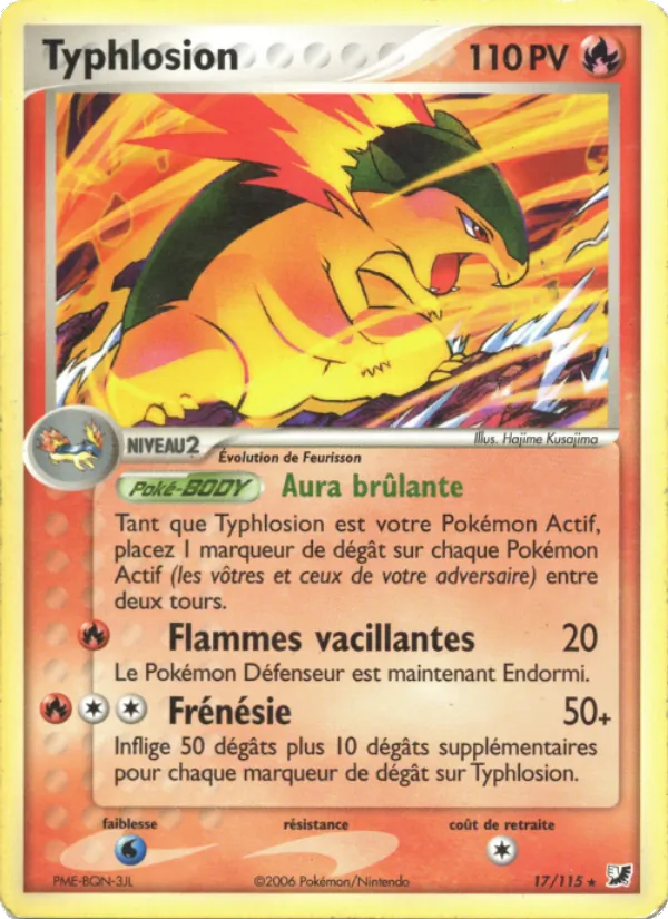 Carte Pokémon Typhlosion 17/115 de l'extension EX Forces Cachées