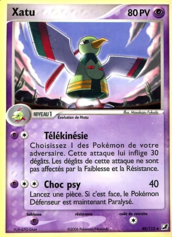 Carte Pokémon Xatu 49/115 de l'extension EX Forces Cachées