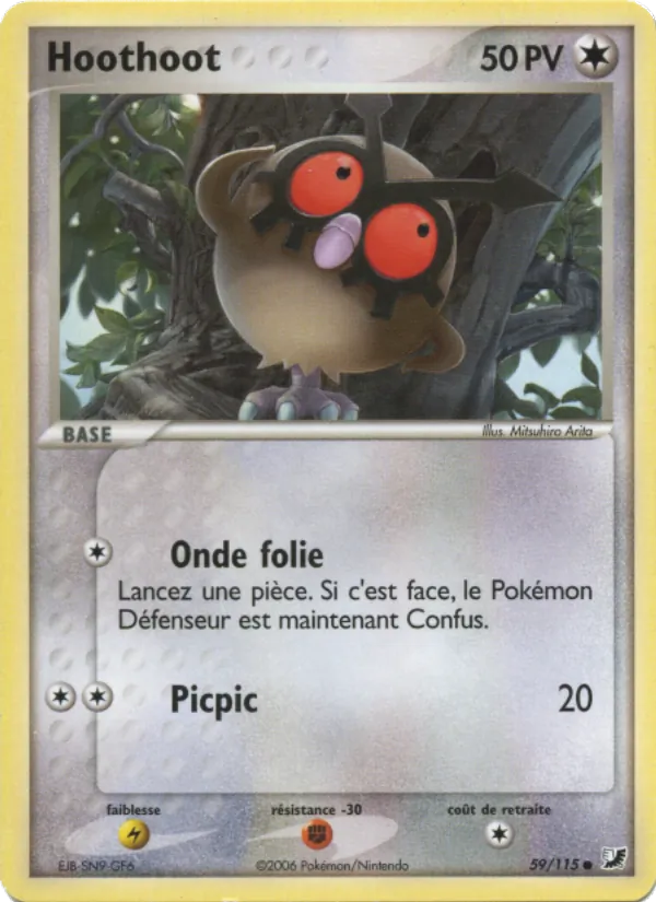 Carte Pokémon Hoothoot 59/115 de l'extension EX Forces Cachées