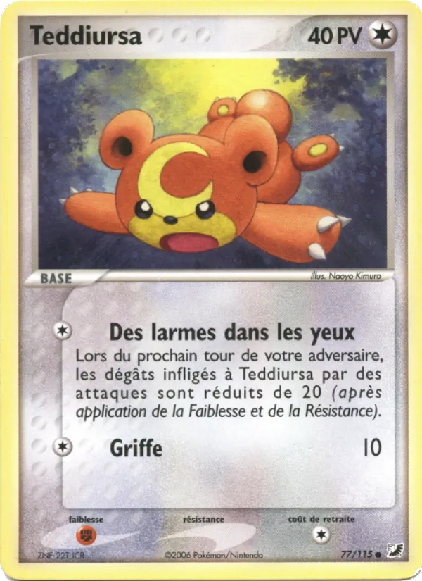 Carte Pokémon Teddiursa 77/115 de l'extension EX Forces Cachées
