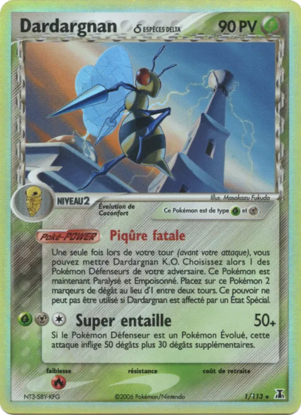 Carte Pokémon Dardargnan δ 1/113 de l'extension EX Espèces Delta