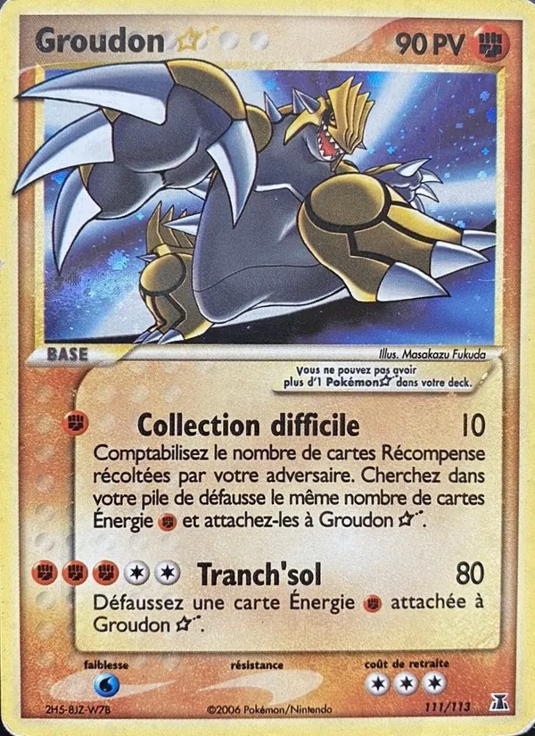 Carte Pokémon Groudon ☆ 111/113 de l'extension EX Espèces Delta