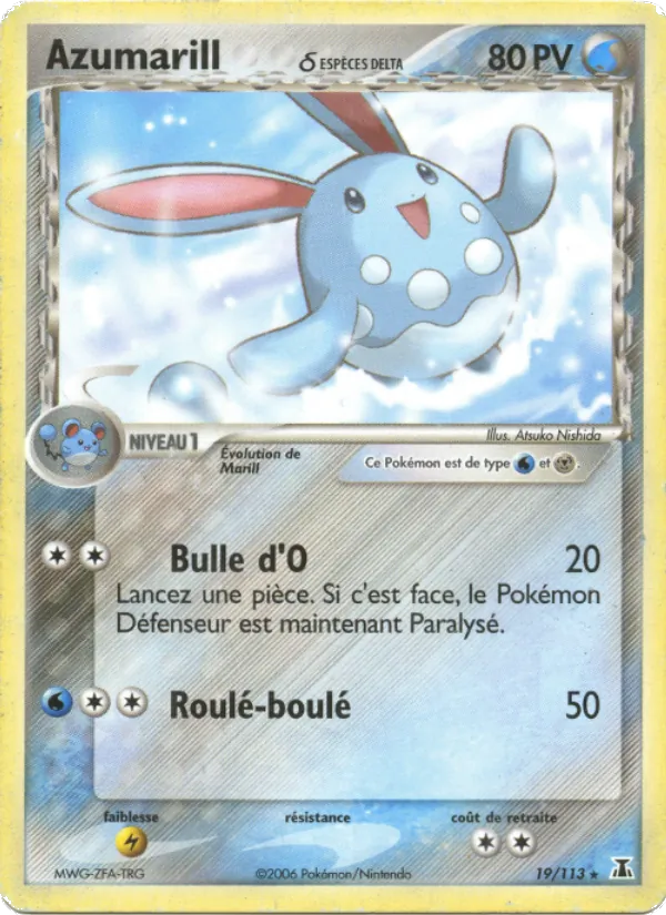 Carte Pokémon Azumarill δ 19/113 de l'extension EX Espèces Delta