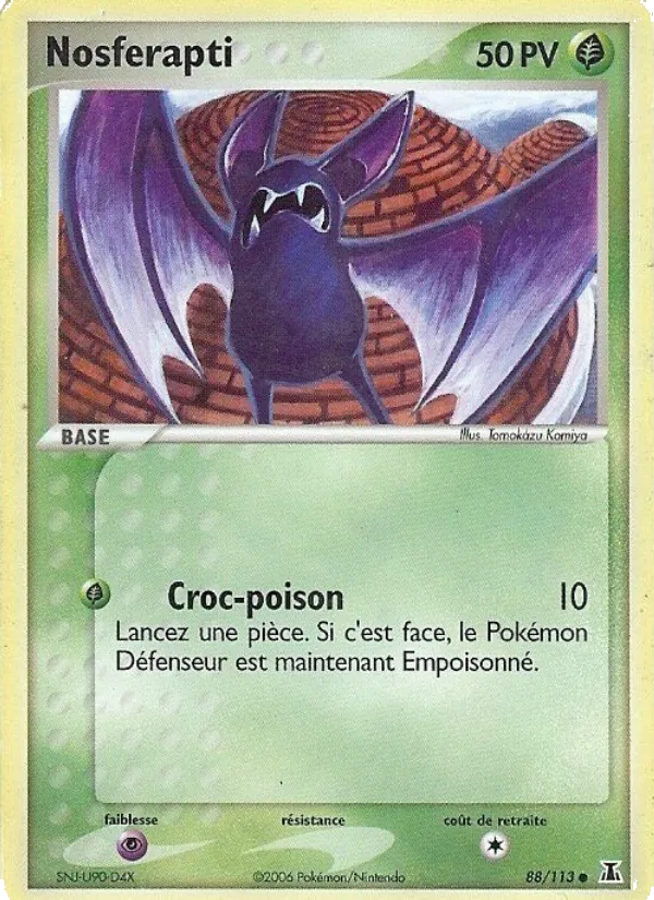 Carte Pokémon Nosferapti 88/113 de l'extension EX Espèces Delta