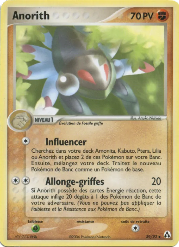 Carte Pokémon Anorith 29/92 de l'extension EX Créateurs de légendes