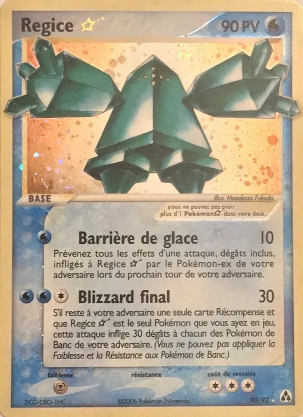 Carte Pokémon Regice ☆ 90/92 de l'extension EX Créateurs de légendes