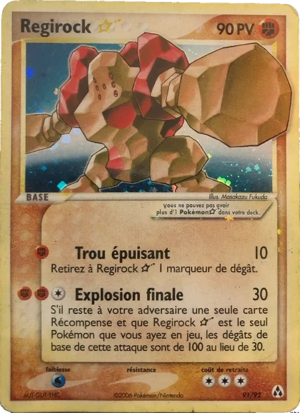 Carte Pokémon Regirock ☆ 91/92 de l'extension EX Créateurs de légendes