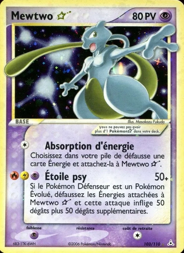 Carte Pokémon Mewtwo ☆ 103/110 de l'extension EX Fantômes Holon