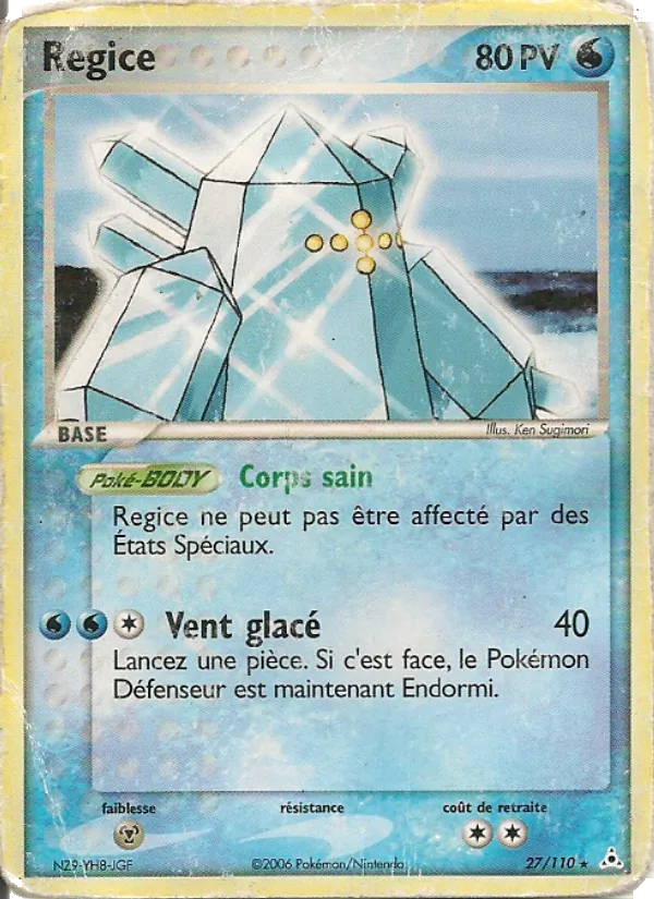 Carte Pokémon Regice 27/110 de l'extension EX Fantômes Holon