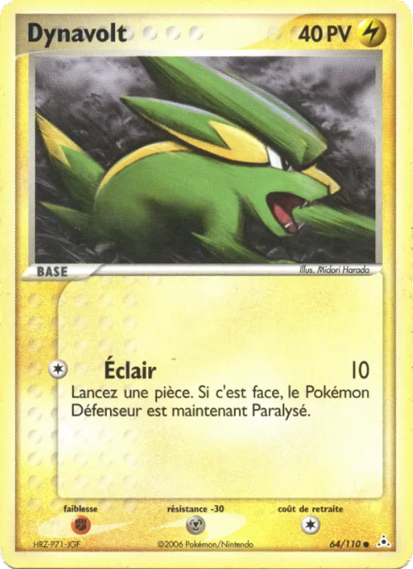 Carte Pokémon Dynavolt 64/110 de l'extension EX Fantômes Holon