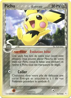 Carte Pokémon Pichu δ 76