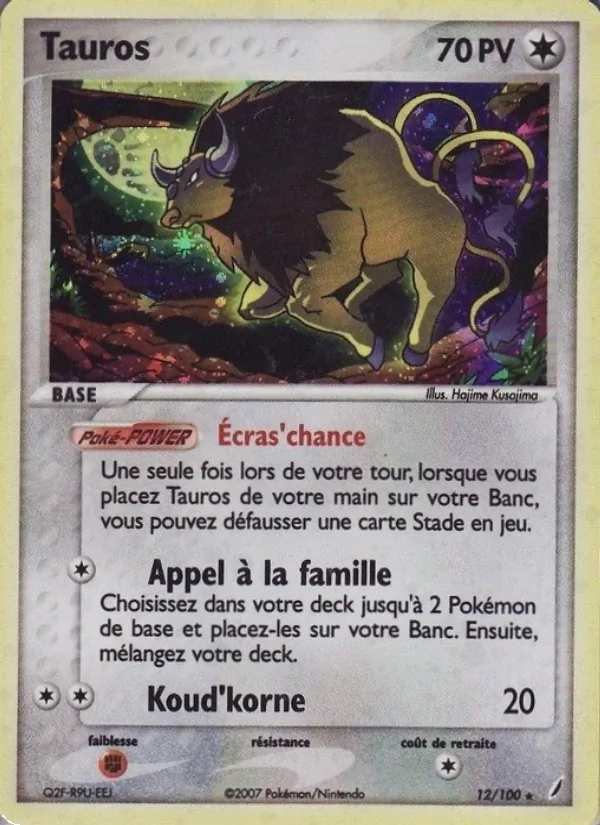 Carte Pokémon Tauros 12/100 de l'extension EX Gardiens de Cristal