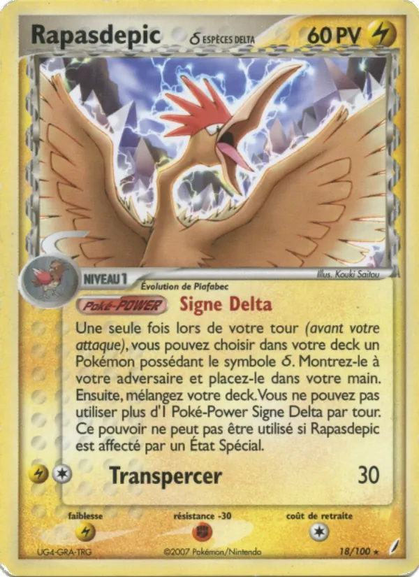Carte Pokémon Rapasdepic δ 18/100 de l'extension EX Gardiens de Cristal